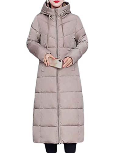 Minetom Damen Daunenjacke Lang Mantel Daunenmantel Steppmantel Wintermantel Mit Kapuze Winter Warm Parka Winddicht Jacke Steppjacke Steppmantel A Khaki L von Minetom