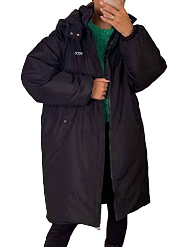 Minetom Damen Daunenjacke Lang Mantel Daunenmantel Steppmantel Wintermantel Mit Kapuze Winter Warm Parka Winddicht Jacke Steppjacke Steppmantel Oversized Mantel C Schwarz S von Minetom