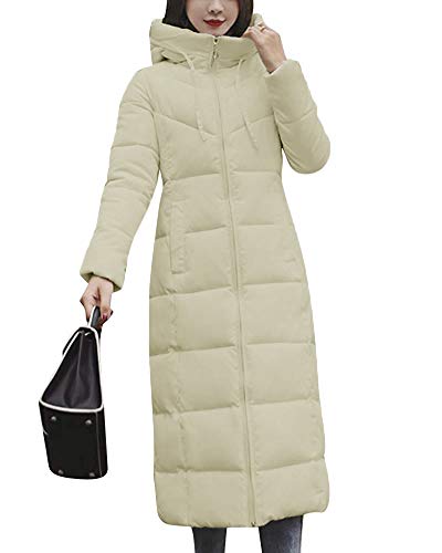 Minetom Damen Daunenjacke Lang Mantel Daunenmantel Steppmantel Wintermantel Mit Kapuze Winter Warm Parka Winddicht Jacke Steppjacke Trenchcoat Übergröße (42, Weiß) von Minetom