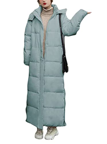 Minetom Damen Daunenjacke Lang Mantel Daunenmantel Steppmantel Wintermantel Mit Kapuze Winter Warm Parka Winddicht Jacke Steppjacke Trenchcoat Y2 Grün 34 von Minetom