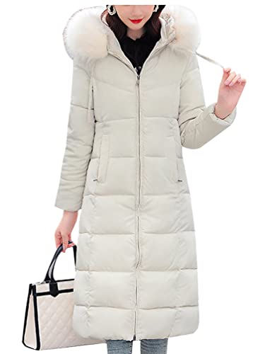 Minetom Damen Daunenjacke Lang Mantel Daunenmantel Steppmantel Wintermantel Winterjacke Mit Kapuze Winter Warm Parka Winddicht Jacke Steppjacke Steppmantel D Weiß XXL von Minetom