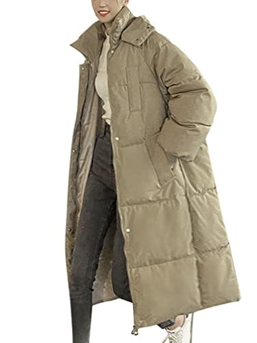 Minetom Damen Daunenjacke Lang Mantel Daunenmantel Steppmantel Wintermantel Winterparka Mit Kapuze Winter Warm Winddicht Jacke Steppjacke Steppmantel E Khaki L Minetom Damen Daunenjacke Lang Mantel Daunenmantel Steppmantel Wintermantel Winterparka Mit Kapuze Winter Warm Winddicht Jacke Steppjacke Steppmantel E Khaki L von Minetom