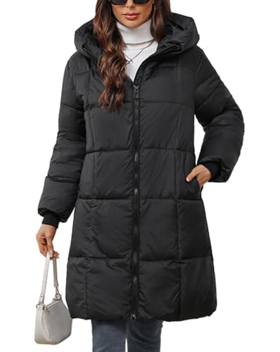 Minetom Damen Daunenjacke Lang Mantel Steppmantel Winterjacke Wintermantel Mit Kapuze Winter Warm Jacke Outdoorjacke Steppjacke Steppmantel mit Taschen A Schwarz 3XL Minetom Damen Daunenjacke Lang Mantel Steppmantel Winterjacke Wintermantel Mit Kapuze Winter Warm Jacke Outdoorjacke Steppjacke Steppmantel mit Taschen A Schwarz 3XL von Minetom