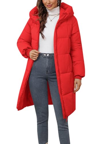 Minetom Damen Daunenjacke Lang Mantel Steppmantel Wintermantel Mit Kapuze Winter Warm Jacke Outdoorjacke Steppjacke Steppmantel C Rot XXL Minetom Damen Daunenjacke Lang Mantel Steppmantel Wintermantel Mit Kapuze Winter Warm Jacke Outdoorjacke Steppjacke Steppmantel C Rot XXL von Minetom