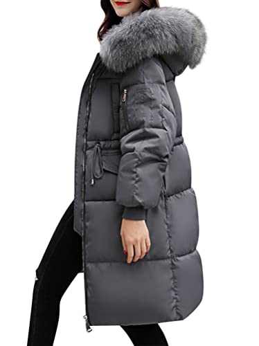 Minetom Damen Daunenjacke Mantel Daunenmantel Steppmantel Wintermantel Winterparka Mit Kapuze Winter Warm Winddicht Jacke Steppjacke Steppmantel F Grau L von Minetom