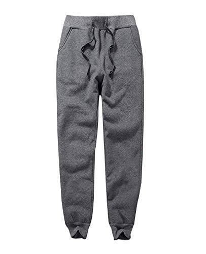 Minetom Damen Frauen Warme Gefüttert Jogginghose Kordelzug Sportlich Jogger Fleece Hosen Winter Stretch Sporthose Trainingshose mit Taschen B Grau M von Minetom