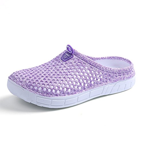 Minetom Damen Gartenclogs Clogs Pantoletten Sommer Strand Badeschuhe Atmungsaktiv Hausschuhe mit rutschfest Weiche Sohle Soft Latschen Violett EU 38 von Minetom