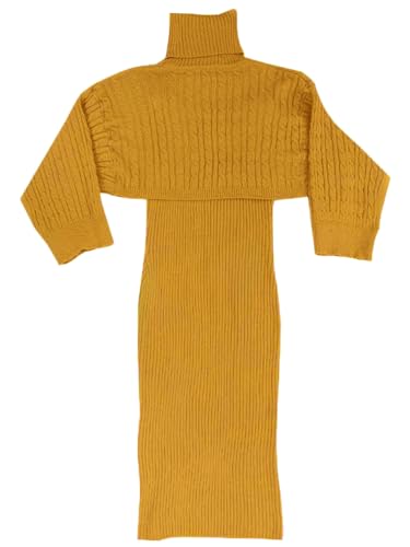 Minetom Damen Gestrickt Kleid Set Oberteil Pullover Pulli und Kleid Bodycon 2 Teiliges Sweater Langarm Strickkleid Pullikleid Midikleid A Orange XXL von Minetom