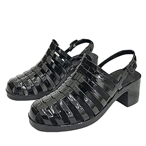 Minetom Damen Gummi Römische Sandalen Mit Schnalle Retro Kunststoff Sandalen Hohl Baotou Blockabsatz Gummisandalen A1 Schwarz 38 EU Minetom Damen Gummi Römische Sandalen Mit Schnalle Retro Kunststoff Sandalen Hohl Baotou Blockabsatz Gummisandalen A1 Schwarz 38 EU von Minetom
