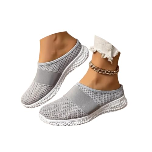 Minetom Damen Hausschuhe Leichte Atmungsaktive Pantoffeln Slip On Walking Freizeit Schuhe Mesh Sport Slipper Gartenschuhe Schlupfschuhe Strand Sandalen A Grau 39 EU von Minetom