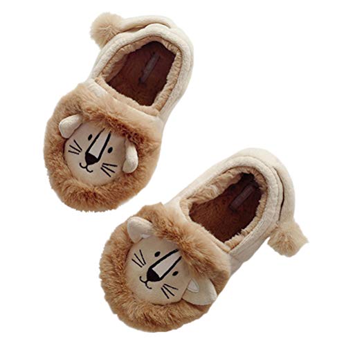 Minetom Damen Hausschuhe Winter Baumwolle Pantoffeln Plüsch Wärme Weiche Cute Tiere Hausschuhe Kuschelige Home rutschfeste Slippers 16 Khaki 38/39 EU von Minetom