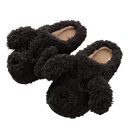 Minetom Damen Hausschuhe Winter Baumwolle Pantoffeln Plüsch Wärme Weiche Cute Tiere Hausschuhe Kuschelige Home rutschfeste Slippers 19 Schwarz 40/41 EU von Minetom