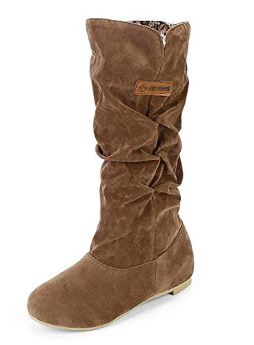 Minetom Damen Herbst Winter Beiläufig Flache Schuhe Knie Stiefel Slouchy Schneestiefel Süß Lange Stiefel Gelb 41 EU von Minetom