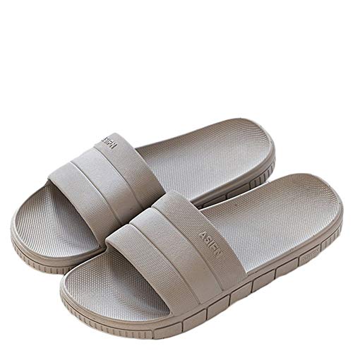 Minetom Damen Herren Dusch Badeschuhe Unisex Sommer Flip Flop Zehentrenner rutschfest Pantoffeln Sandalen Badezimmer Flache Flats Slippers A Grau (Damen/Herren) EU 38-39 von Minetom