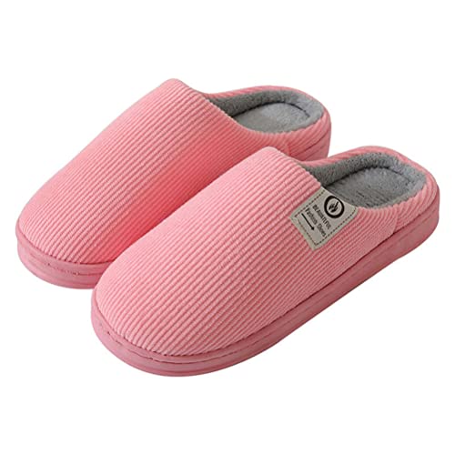 Minetom Damen Herren Hausschuhe Winter Memory Foam Pantoffeln Unisex Warm Plüsch Und rutschfeste Indoor Bequem Slippers D Rosa 38/39 EU von Minetom