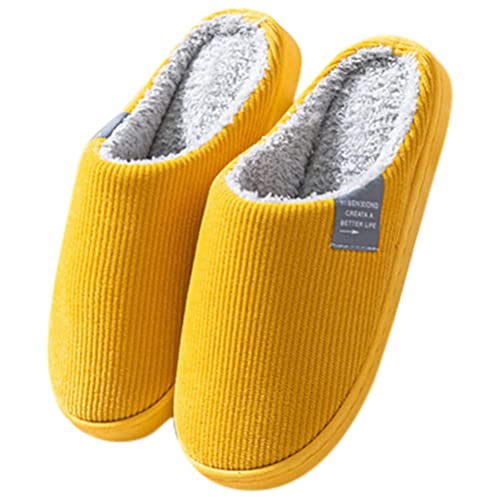 Minetom Damen Herren Hausschuhe Winter Memory Foam Pantoffeln Unisex Warm Plüsch Und rutschfeste Indoor Bequem Slippers A Gelb 38/39 EU von Minetom