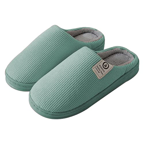 Minetom Damen Herren Hausschuhe Winter Memory Foam Pantoffeln Unisex Warm Plüsch Und rutschfeste Indoor Bequem Slippers D Grün 38/39 EU von Minetom