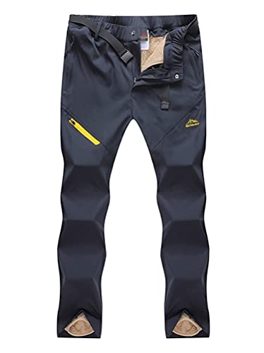 Minetom Damen Herren Wanderhose Outdoorhose Wasserdicht Softshellhose Winddicht Warm Plüsch Gefüttert Winterhose Skifahren Schnelltrocknende Trekkinghose Herren Grau XS von Minetom