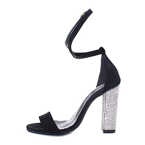 Minetom Damen High Heels Sandalen Transparente Peep Toe Sandalen Knöchel Schnalle Party Freizeit Hochzeit Abend Sommer Schuhe Schwarz 42 EU von Minetom