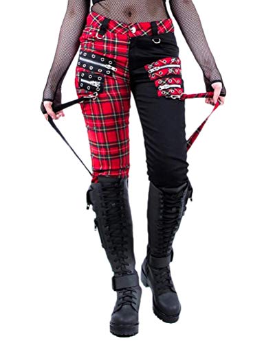 Minetom Damen Hosen High Waist Karierte Spleißen Hose Mit Krawatte Stoffhose Tapered Cropped Slim Fit Hosen Rot 4XL Minetom Damen Hosen High Waist Karierte Spleißen Hose Mit Krawatte Stoffhose Tapered Cropped Slim Fit Hosen Rot 4XL von Minetom