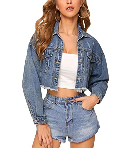 Minetom Damen Jeans Jacke Kurz Übergangsjacke Frühling Herbst Denim Weste Langarm Mantel Crop Tops Dunkelblau M Minetom Damen Jeans Jacke Kurz Übergangsjacke Frühling Herbst Denim Weste Langarm Mantel Crop Tops Dunkelblau M von Minetom