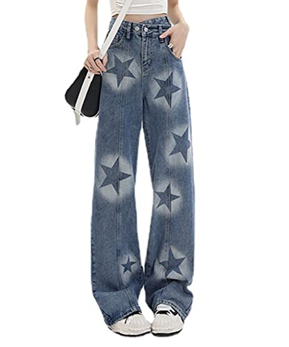 Minetom Damen Jeanshosen Cargohose Multi Taschen Vintage Gerade Hosen Bequem Arbeitshose Einfarbig Jogginghose Outdoorhosen K Blau M von Minetom