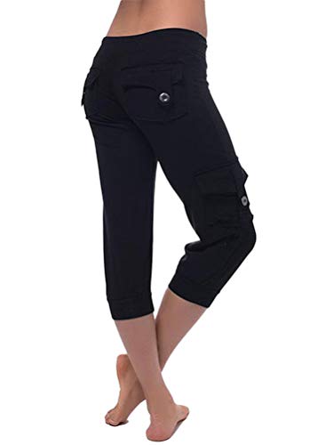 Minetom Damen Jogginghose Yoga Hose Mit Taschen Kordelzug Sporthose Frauen Sweatpants Elastischer Bund Freizeithose A Schwarz L von Minetom