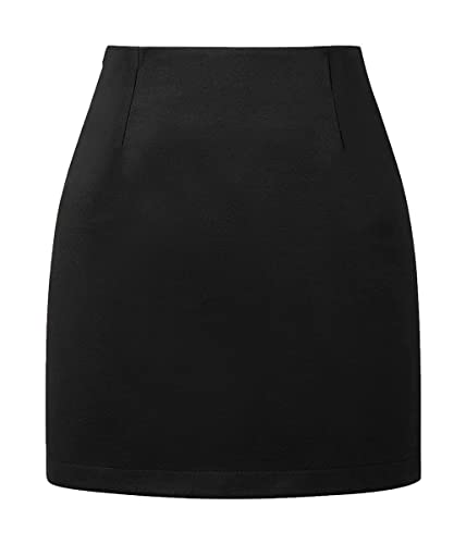 Minetom Damen Kariert Röcke Büro Rock Bleistift Figurbetont Minirock Mit Plaid A Linie Hohe Taille Herbstrock Herbst Kurze Freizeitrock Bleistiftrock Arbeitsrock A1 Schwarz XL von Minetom