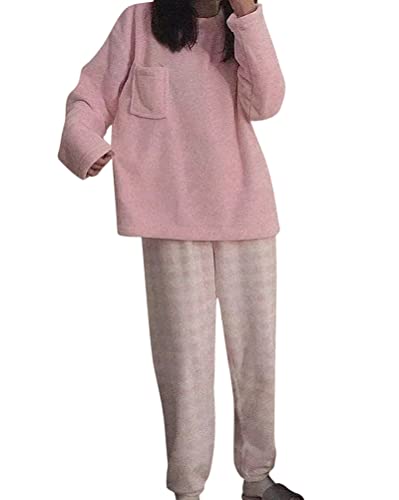 Minetom Damen Kariert Schlafanzug Lang Pyjama Set Flanell Herbst Winter Warm Fleece Nachtwäsche Zweiteiliger Loungewear Hausanzug Plüsch Langarm Shirt und Hose 2 Stück C Rosa S Minetom Damen Kariert Schlafanzug Lang Pyjama Set Flanell Herbst Winter Warm Fleece Nachtwäsche Zweiteiliger Loungewear Hausanzug Plüsch Langarm Shirt und Hose 2 Stück C Rosa S von Minetom