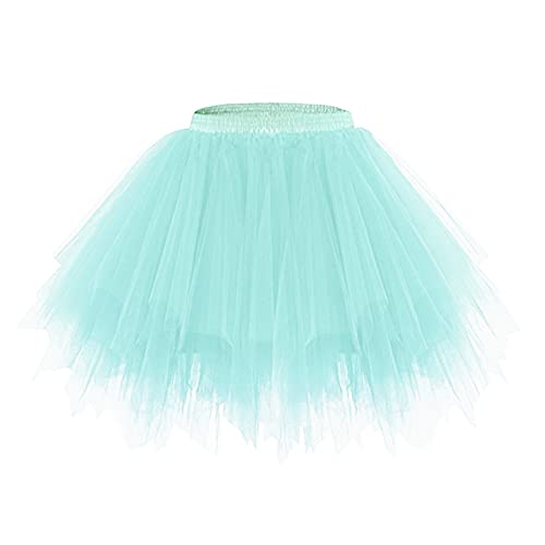 Minetom Damen Karneval Kostüm Tüllrock 50Er Tütü Rock Kurz Ballett Unterrock Crinoline Petticoat Tutu Cosplay Prom Rockabilly Minirock A Blau 02 Einheitsgröße von Minetom