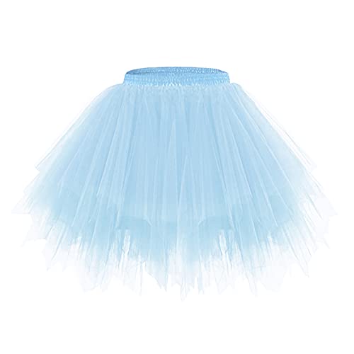 Minetom Damen Karneval Kostüm Tüllrock 50Er Tütü Rock Kurz Ballett Unterrock Crinoline Petticoat Tutu Cosplay Prom Rockabilly Minirock A Blau 04 Einheitsgröße von Minetom