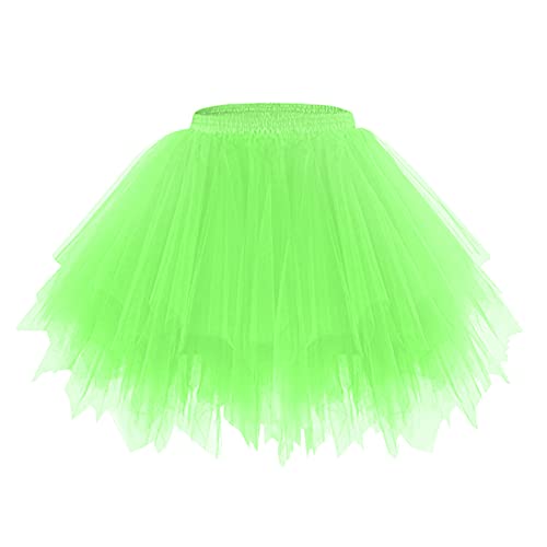 Minetom Damen Karneval Kostüm Tüllrock 50Er Tütü Rock Kurz Ballett Unterrock Crinoline Petticoat Tutu Cosplay Prom Rockabilly Minirock A Grün 01 Einheitsgröße von Minetom