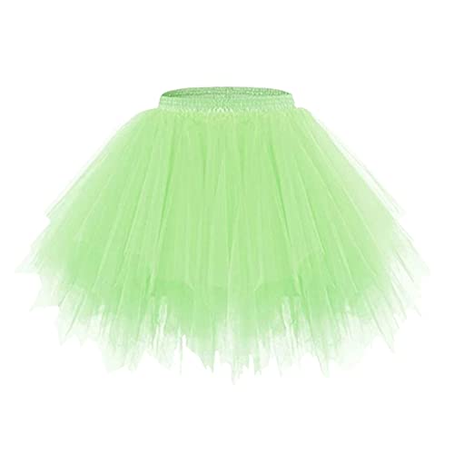 Minetom Damen Karneval Kostüm Tüllrock 50Er Tütü Rock Kurz Ballett Unterrock Crinoline Petticoat Tutu Cosplay Prom Rockabilly Minirock A Grün 02 Einheitsgröße von Minetom