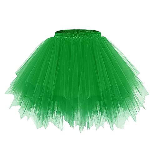 Minetom Damen Karneval Kostüm Tüllrock 50Er Tütü Rock Kurz Ballett Unterrock Crinoline Petticoat Tutu Cosplay Prom Rockabilly Minirock A Grün 03 Einheitsgröße von Minetom