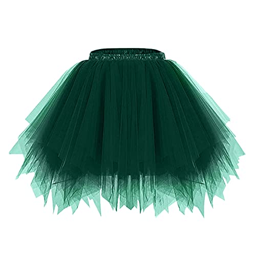 Minetom Damen Karneval Kostüm Tüllrock 50Er Tütü Rock Kurz Ballett Unterrock Crinoline Petticoat Tutu Cosplay Prom Rockabilly Minirock A Grün 04 Einheitsgröße von Minetom