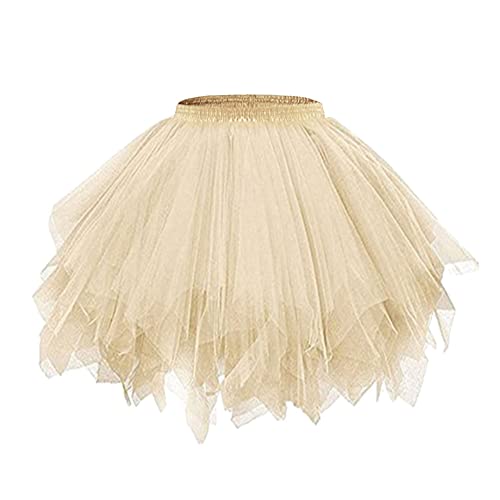 Minetom Damen Karneval Kostüm Tüllrock 50Er Tütü Rock Kurz Ballett Unterrock Crinoline Petticoat Tutu Cosplay Prom Rockabilly Minirock A Khaki Einheitsgröße von Minetom