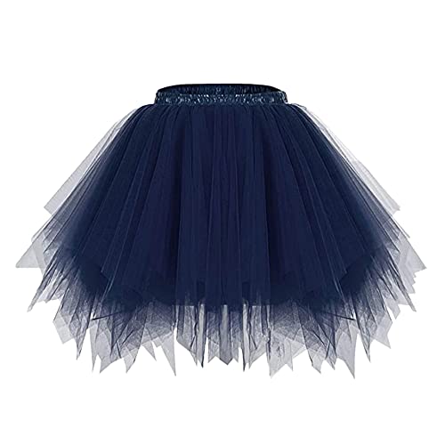 Minetom Damen Karneval Kostüm Tüllrock 50Er Tütü Rock Kurz Ballett Unterrock Crinoline Petticoat Tutu Cosplay Prom Rockabilly Minirock A Marine Einheitsgröße von Minetom