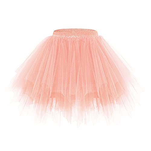 Minetom Damen Karneval Kostüm Tüllrock 50Er Tütü Rock Kurz Ballett Unterrock Crinoline Petticoat Tutu Cosplay Prom Rockabilly Minirock A Orange 01 Einheitsgröße von Minetom