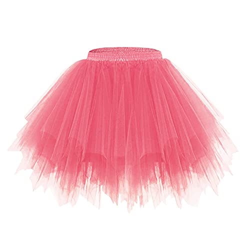 Minetom Damen Karneval Kostüm Tüllrock 50Er Tütü Rock Kurz Ballett Unterrock Crinoline Petticoat Tutu Cosplay Prom Rockabilly Minirock A Rosa Einheitsgröße von Minetom