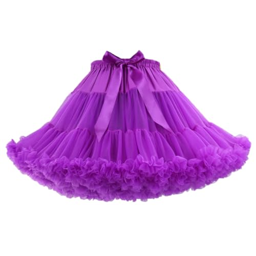 Minetom Damen Karneval Kostüm Tüllrock 50Er Tütü Rock Kurz Ballett Unterrock Petticoat Tutu Party Mehrschichtiger Puffy Cosplay Rock Violett One Size von Minetom