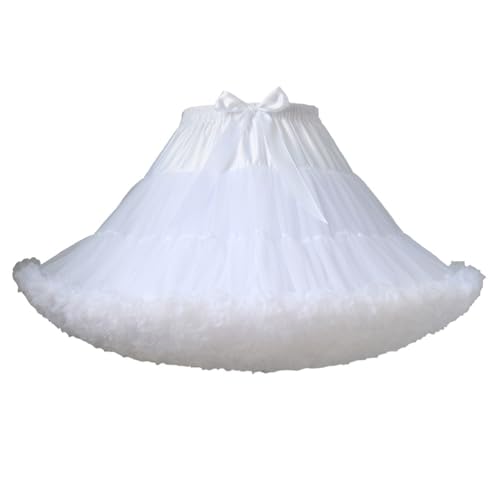 Minetom Damen Karneval Kostüm Tüllrock 50Er Tütü Rock Kurz Ballett Unterrock Petticoat Tutu Party Mehrschichtiger Puffy Cosplay Rock Weiß One Size von Minetom