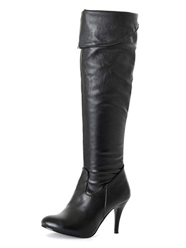 Minetom Damen Klassische Stiefel Stiletto über Knie Lange Stiefel Langschaft Stiefeletten mit Pfennigabsatz PU Leder Wildleder Overknees Boots Winterstiefel B Schwarz 42 EU von Minetom