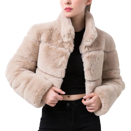 Minetom Damen Kunstpelz Mantel Kurzer Winterjacke Elegant Langarm Fleece Warm Winter Jacke Parka Plüschjacke Einfarbig Wintermantel B Khaki S Minetom Damen Kunstpelz Mantel Kurzer Winterjacke Elegant Langarm Fleece Warm Winter Jacke Parka Plüschjacke Einfarbig Wintermantel B Khaki S von Minetom