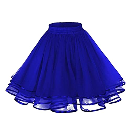 Minetom Damen Kurz Retro Rock Hohe Taille Tutu Rock Tüllrock Ballett Blase Petticoat 50Er Tutu Unterrock Tütü Minirock Reifrock Tüll Underskirt Karneval Kostüm A Blau Einheitsgröße von Minetom