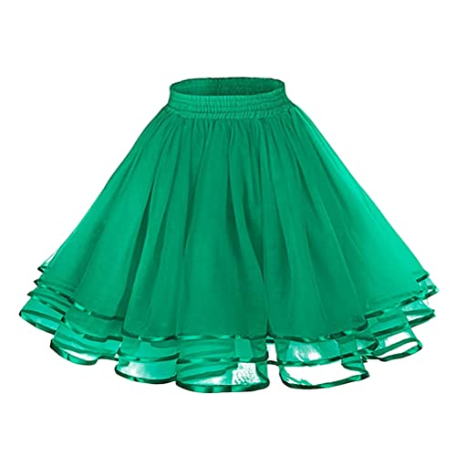 Minetom Damen Kurz Retro Rock Hohe Taille Tutu Rock Tüllrock Ballett Blase Petticoat 50Er Tutu Unterrock Tütü Minirock Reifrock Tüll Underskirt Karneval Kostüm A Grün Einheitsgröße von Minetom