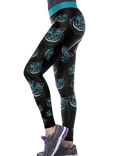 Minetom Damen Leggings Halloween Muster Hose Push Up Stretch Skinny Leggins Halloween Druck Sport Yogahosen Jogginghose A Schwarz Blau L von Minetom