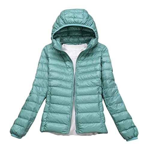 Minetom Damen Leichte Daunenjacke Mit Kapuze Steppjacke Leichter Daunenmantel Daunen Winterjacke Leicht Ultraleichte Frauen Federleichte Softdaunenjacke Übergangsjacke Herbst A Dunkelgrün XL von Minetom