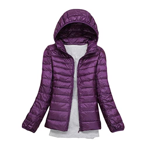 Minetom Damen Leichte Daunenjacke Mit Kapuze Steppjacke Leichter Daunenmantel Daunen Winterjacke Leicht Ultraleichte Frauen Federleichte Softdaunenjacke Übergangsjacke Herbst A Dunkelviolett 3XL von Minetom