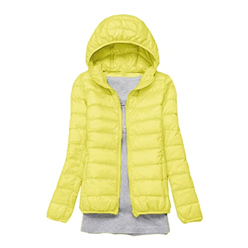 Minetom Damen Leichte Daunenjacke Mit Kapuze Steppjacke Leichter Daunenmantel Daunen Winterjacke Leicht Ultraleichte Frauen Federleichte Softdaunenjacke Übergangsjacke Herbst A Gelb S von Minetom