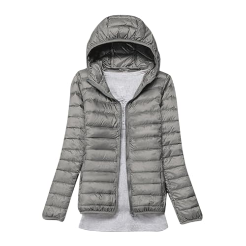 Minetom Damen Leichte Daunenjacke Mit Kapuze Steppjacke Leichter Daunenmantel Daunen Winterjacke Leicht Ultraleichte Frauen Federleichte Softdaunenjacke Übergangsjacke Herbst A Grau L von Minetom